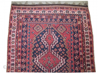 Gabbeh Persian, knotted circa in 1930, old, 141 x 225 cm, carpet ID: NEM-3
The knots, the warp and the weft threads are mixed with wool and goat hair.In good condition and in  ...