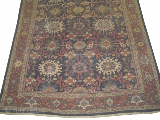 Mahal Persian knotted circa in 1920 antique, 370 x 260 (cm) 12' 2" x 8' 6"  carpet ID: P-3836
The black knots are oxidized, the knots are hand spun wool, all over  ...