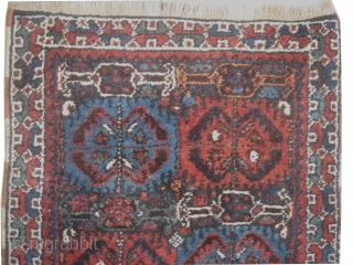 Qashqai Persian, circa 1930. SIZE: 54 x 55cm, carpet ID: BRD-13 
very thick pile, the warp and the weft threads are mixed with wool and goat hair, the knots are hand spun  ...