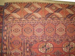 Tekke Boukhara Turkmen, circa 1890, antique, 176 x 300cm, collectors item, carpet ID: BDU-4
vegetable dyes, the black color is oxidized, very fine knotted, the pile is uniformly short, all over traditional tekke  ...