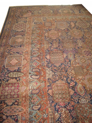 Yazd Persian, knotted circa in 1930, 310 x 423 cm, 13'10'' x 10'2'' feet. Carpet ID: IMB-1
Indigo background, thick pile in perfect condition.          