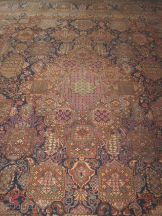 Yazd Persian, knotted circa in 1930, 310 x 423 cm, 13'10'' x 10'2'' feet. Carpet ID: IMB-1
Indigo background, thick pile in perfect condition.          