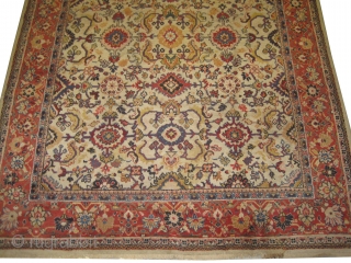 
Mahal Persian, knotted circa in 1910, 220 x 320 cm,  carpet ID: IMG9365
Ivory background with allover design, thick pile in perfect condition.          