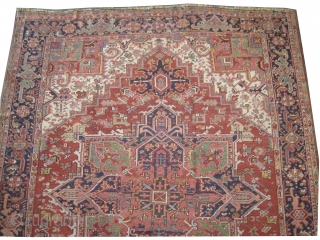 

Heriz Persian, knotted circa in 1920 antique,  315 x 262 (cm) 10' 4" x 8' 7"  carpet ID: P-1454
The knots are hand spun wool, the black knots are oxidized, the  ...