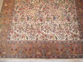 Tabriz Persian, knotted circa 1940, 215 x 328 cm, ID: SL-4
The background color is ivory, all over design, thick pile, from up last tiny border has a small damages, in its original  ...