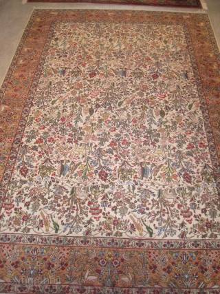 Tabriz Persian, knotted circa 1940, 215 x 328 cm, ID: SL-4
The background color is ivory, all over design, thick pile, from up last tiny border has a small damages, in its original  ...