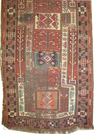 Konya Anatolian. Size: 312 x 122 (cm) 10' 3" x 4' 
  carept ID: K-2700 
vegetable dyes, the knots are hand spun wool, the brown color is oxidized, the warp and  ...