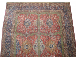 	

Indian carpet signed, circa 1925. Semi antique. Size: 340 x 255 (cm) 11' 2" x 8' 4"  carpet ID: P-5686 
High pile, good condition, vegetable dyes, the knots are hand spun  ...