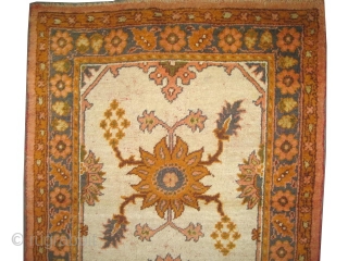 Ushak Anatolian circa 1910 antique. Size: 207 x 108 (cm) 6' 9" x 3' 6"  carpet ID: K-4967 
The brown color is oxidized, the knots are hand spun wool, the warp  ...