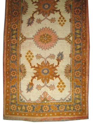 Ushak Anatolian circa 1910 antique. Size: 207 x 108 (cm) 6' 9" x 3' 6"  carpet ID: K-4967 
The brown color is oxidized, the knots are hand spun wool, the warp  ...