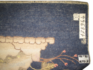

Chinese, knotted circa 1910 antique, 78 x 150 cm, ID: K-5639
Pictorial design, vegetable dyes, certain colors are oxidized, the knots are hand spun lamb wool, thick pile, in perfect condition, soft as  ...