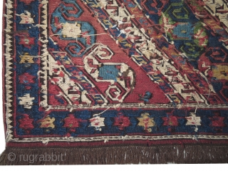 

Soumak Caucasian, knotted circa in 1910, antique, collector's item,  51 x 50 (cm) 1' 8" x 1' 8"  carpet ID: CC-19
Woven with Soumak technique and hand spun wool, the ivory  ...