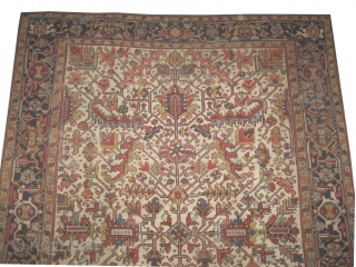 
Heriz Persian knotted circa in 1918 antique, 316 x 229 (cm) 10' 4" x 7' 6"  carpet ID: P-5764
The black knots are oxidized, the knots are hand spun wool, the selvages  ...
