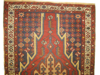 Noubaran Persian, knotted circa 1915 antique, 80 x 125 cm, ID: ANT-2
Vegetable dyes, the knots are hand spun wool, rust background slightly used, the center medallion is camel hair, the corners are  ...