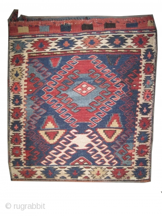  Soumak Caucasian cushion circa 1905. Antique. Collector's item. Size: 48 x 42 (cm) 1' 7" x 1' 5"  carpet ID: A-715
Perfect condition, vegetable dyes, woven with hand spun 100% wool,  ...