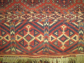 
Yemouth Turkmen knotted circa in 1905 antique, collector's item. Size: 130 x 105 (cm) 4' 3" x 3' 5"  carpet ID: E-284
High pile, in good condition, soft and high standard quality.



A  ...