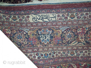 Birdjend Persian signed and old, 456 x 332 cm, carpet ID: MAM-3
The knots are hand spun wool, the background is warm rust, allover floral design, thick pile in perfect condition.   