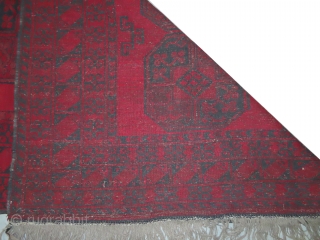 Ersari Afghan, knotted circa in 1930, semi antique, 390 x 115 cm, carpet ID: RES-2
The black color is oxidized, both edges are finished with 5 cm kilim. The knots, the warp and  ...