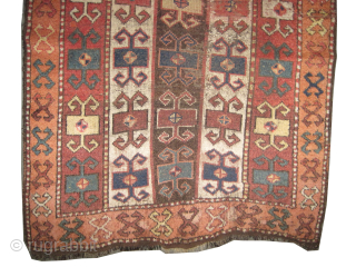 

Konya Turkish, knotted circa 1820 antique, collectors item, 127 x 195 cm, ID: K-4875
Vegetable dyes, the brown knots are oxidized. The knots, the warp and the weft threads are mixed with hand  ...