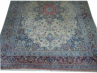 	

Khorasan Persian. Belongs to Khorasan family, old. 406 x 303 (cm) 13' 4" x 9' 11"  carpet ID: LUB-13
The knots are hand spun wool, the background is ivory, the corners and  ...