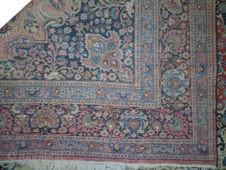 	

Khorasan Persian. Belongs to Khorasan family, old. 406 x 303 (cm) 13' 4" x 9' 11"  carpet ID: LUB-13
The knots are hand spun wool, the background is ivory, the corners and  ...