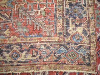 

	

Heriz Persian knotted circa in 1916 antique, collector's item,  327 x 245 (cm) 10' 9" x 8'  carpet ID: P-4335
The black knots are oxidized, the knots are hand spun lamb  ...