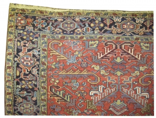 
Heriz Persian knotted circa in 1920 antique, 260 x 205 (cm) 8' 6" x 6' 9"  carpet ID: P-4412
The black knots are oxidized, the knots are hand spun wool, high pile,  ...