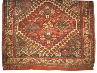 
Qashqai bag Persian circa 1900 antique, collector's item, Size: 58 x 54 (cm) 1' 11" x 1' 9"  carpet ID: K-4933 
the knots are hand spun wool, vegetable dye, the black  ...