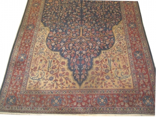 Kashan Mohtashem Persian circa 1910 antique, Size: 298 x 235 (cm) 9' 9" x 7' 8"  carpet ID: MBW-1
the knots are hand spun silky wool, the black color is oxidized, the  ...