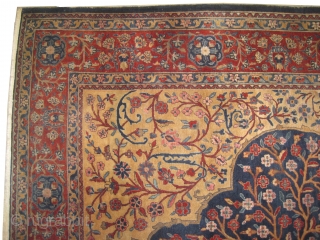 Kashan Mohtashem Persian circa 1910 antique, Size: 298 x 235 (cm) 9' 9" x 7' 8"  carpet ID: MBW-1
the knots are hand spun silky wool, the black color is oxidized, the  ...