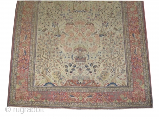 Kashan Persian circa 1890 antique. Size: 334 x 202 (cm) 10' 11" x 6' 7"  carpet ID: P-5525 
the black color is oxidized, the knots are hand spun wool, the background  ...