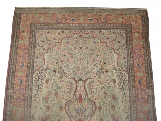 Kashan Persian circa 1890 antique. Size: 334 x 202 (cm) 10' 11" x 6' 7"  carpet ID: P-5525 
the black color is oxidized, the knots are hand spun wool, the background  ...