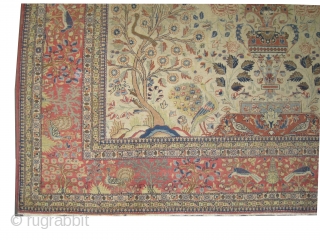 Kashan Persian circa 1890 antique. Size: 334 x 202 (cm) 10' 11" x 6' 7"  carpet ID: P-5525 
the black color is oxidized, the knots are hand spun wool, the background  ...