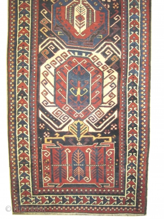Lenkoran Caucasian, circa 1880 antique. Size: 330 x 118 (cm) 10' 10" x 3' 10"  carpet ID: SA-1200 
Vegetable dyes, the black color is oxidized, the two salvages are woven on  ...