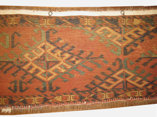 
Ersari Turkmen, knotted circa 1780 antique, collectors item, museum standard, 37 x 121 cm, ID: K-5798
The knots are hand spun Pashmina wool, the brown knots are oxidized, vegetable dyes, the warp and  ...
