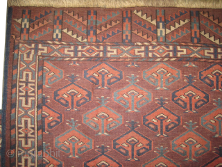 


Yemouth Turkmen knotted circa 1875 antique, collectors item, 86 x 132 cm, ID: T-602
High pile, in perfect condition, vegetable dyes, the black knots are oxidized, the warp and the weft threads are  ...