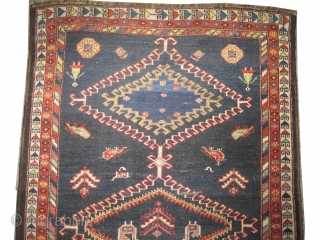 Louri Kurd Persian circa 1895 antique, collector's item, Size: 218 x 128 (cm) 7' 2" x 4' 2"  carpet ID: K-3331
Vegetable dyes, the black color is oxidized, indigo background, the knots  ...