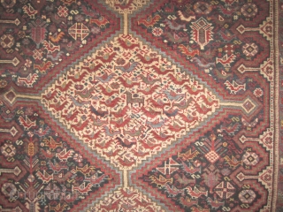 	

Shiraz Khamse Persian, circa 1890 antique. Collector's item. Size: 237 x 162 (cm) 7' 9" x 5' 4"  carpet ID: K-804
Vegetable dyes, the knots are hand spun lamb wool, the black  ...