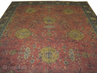 Amritsar Indian over size carpet knotted circa in 1930. Carpet ID: AMR-1
760 x 430 cm / 14'1'' x 24'9'' feet.
Thick pile in perfect condition, all over design, the background color is terracotta,  ...