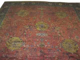 Amritsar Indian over size carpet knotted circa in 1930. Carpet ID: AMR-1
760 x 430 cm / 14'1'' x 24'9'' feet.
Thick pile in perfect condition, all over design, the background color is terracotta,  ...