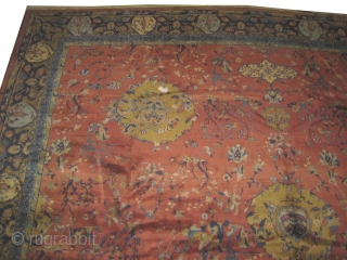 Amritsar Indian over size carpet knotted circa in 1930. Carpet ID: AMR-1
760 x 430 cm / 14'1'' x 24'9'' feet.
Thick pile in perfect condition, all over design, the background color is terracotta,  ...