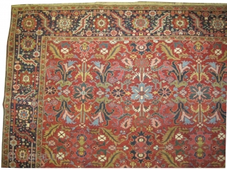 


Heriz Persian knotted circa in 1910, antique, 375 x 284 (cm) 12' 4" x 9' 4"  carpet ID: P-2261
The black color is oxidized, the knots are hand spun lamb wool, the  ...