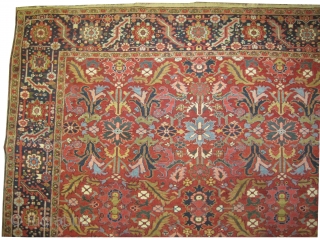 


Heriz Persian knotted circa in 1910, antique, 375 x 284 (cm) 12' 4" x 9' 4"  carpet ID: P-2261
The black color is oxidized, the knots are hand spun lamb wool, the  ...