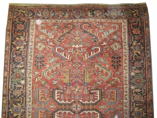 

Heriz Persian knotted circa in 1925, semi antique, 310 x 225 (cm) 10' 2" x 7' 5"  carpet ID: P-2789
The black color is oxidized, the knots are hand spun lamb wool,  ...