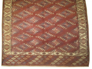 

Yemouth Turkmen, knotted circa in 1860 antique, collector's item, 310 x 200 (cm) 10' 2" x 6' 7"  carpet ID: P-4267
Dyrnak design, the brown color is oxidized, the knots are hand  ...