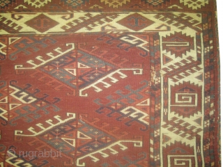 

Yemouth Turkmen, knotted circa in 1860 antique, collector's item, 310 x 200 (cm) 10' 2" x 6' 7"  carpet ID: P-4267
Dyrnak design, the brown color is oxidized, the knots are hand  ...