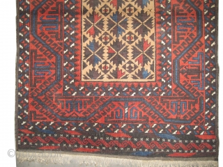 Belutch Persian circa 1910 antique, collector's item, Size: 166 x 100 (cm) 5' 5" x 3' 3"  carpet ID: K-3576
vegetable dyes, the black color is oxidized, the background is knotted with  ...