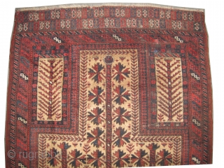  Belutch prayer Persian circa 1890 antique. Collector's item. Size: 142 x 94 (cm) 4' 8" x 3' 1"  carpet ID: K-4686 
Vegetable dyes, the black color is oxidized, the background  ...