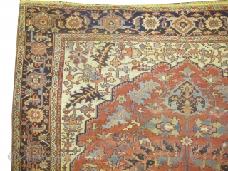 	

Serapi Heriz Persian, knotted circa in 1890 antique.  404 x 294 (cm) 13' 3" x 9' 8" 
 carpet ID: P-4278
Tthe knots are hand spun lamb wool, from the left side  ...