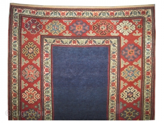 	

Talish Caucasian, knotted circa in 1875, antique, collector's item, 220 x 116 (cm) 7' 3" x 3' 10"  carpet ID: K-4413
The black knots are oxidized, the warp and the weft threads  ...